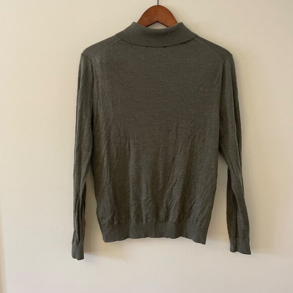 Everlane Men's Moss Green Wool Polo Sweater, Size Medium - Picture 2 of 5